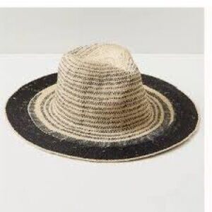 Free People Black and Tan Straw Hat